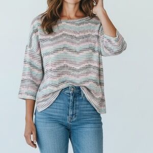 Haptics Women's Size 2X Waffle Knit Colorful Shirt